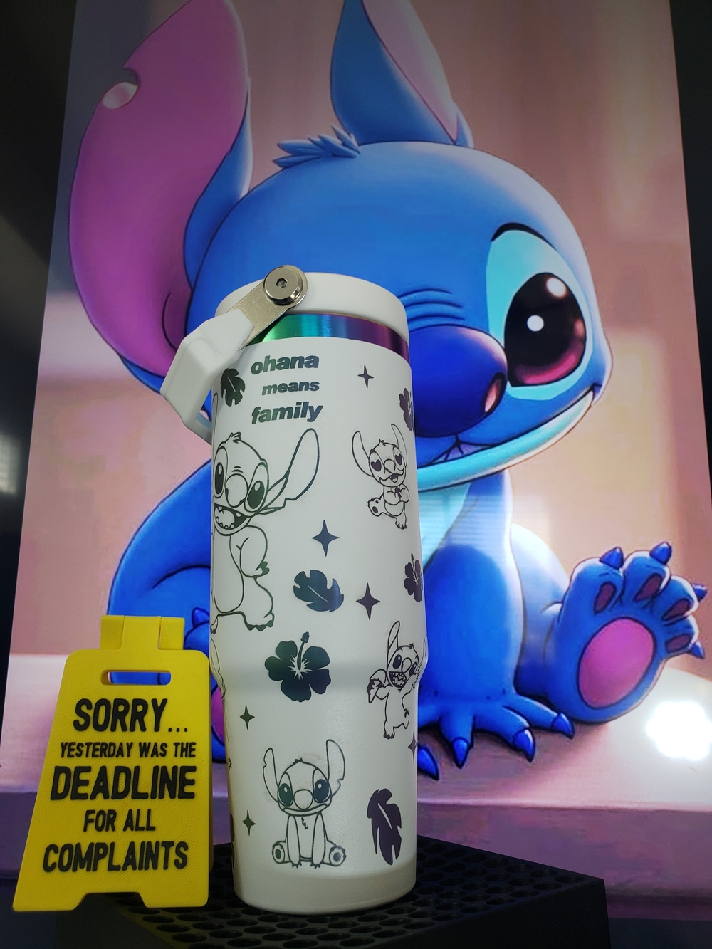White Stitch Insulated Travel Tumbler - Ohana Means Family